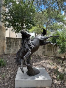Herb Mignery (b. 1937), "Cowboy Hangtime", 1998, Bronze. Gift of Jack and Valerie Guenther Foundation. In memory of Charles Urschel Guenther, 1965-1988.