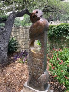 25) Tim Cherry (b. 1965), "House Sitter", 2015, Bronze on stone base, Gift of Jack and Valerie Guenther Foundation